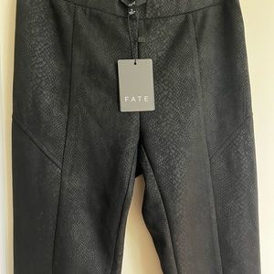 Black faux snakeskin suede leggings